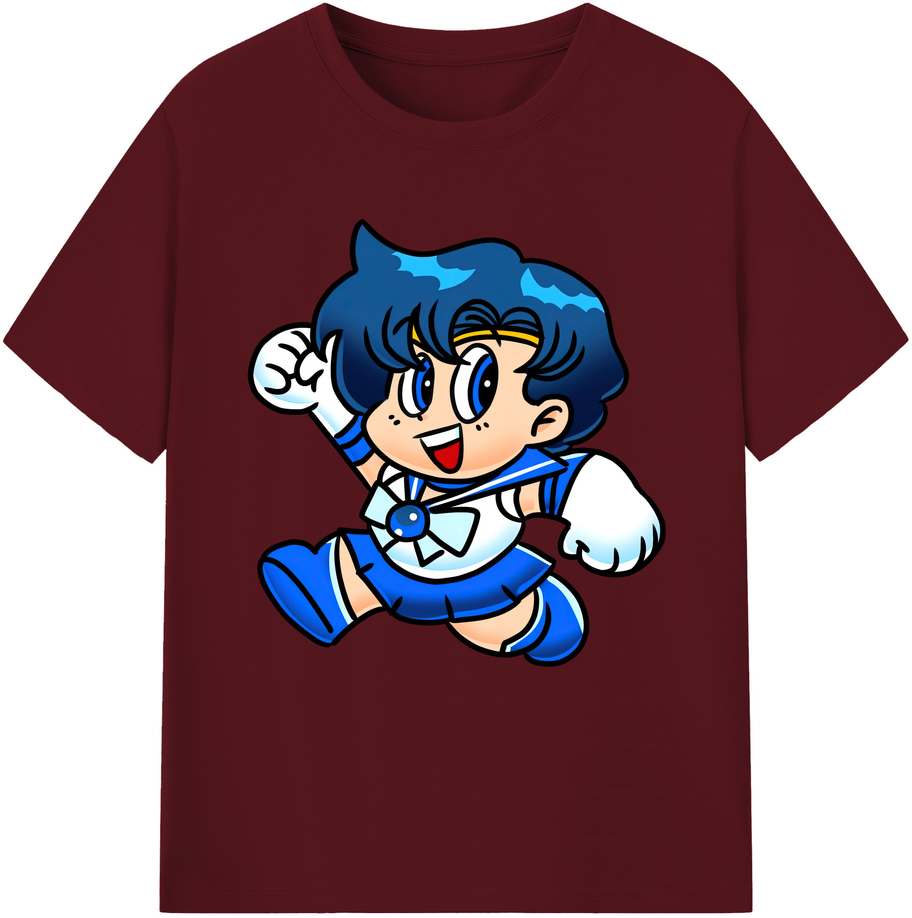 （画像用） 美少女戦士セーラームーン 水野 亜美 みずの あみ Sailor Moon Mizuno Ami 綿100％半袖Tシャツ（フロントプリント）
